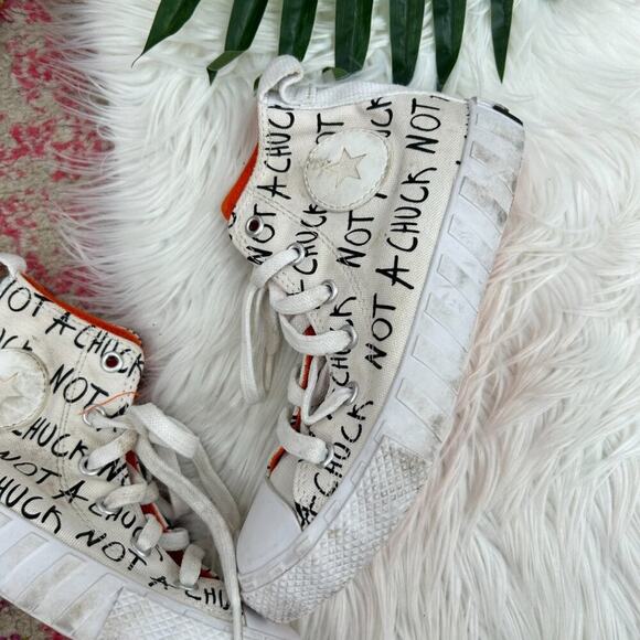 Converse Neutral White Black Not A Chunk Hight Top Lace Up Sneaker Boys 1 - Picture 3 of 8